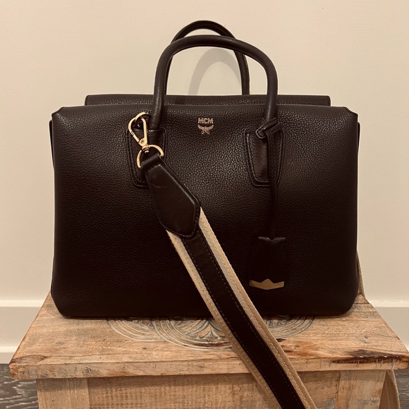 MCM Handbags - MCM Black Leather Satchel
